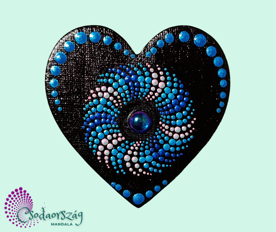 3D hatású szív alakú hűtőmágnes kék