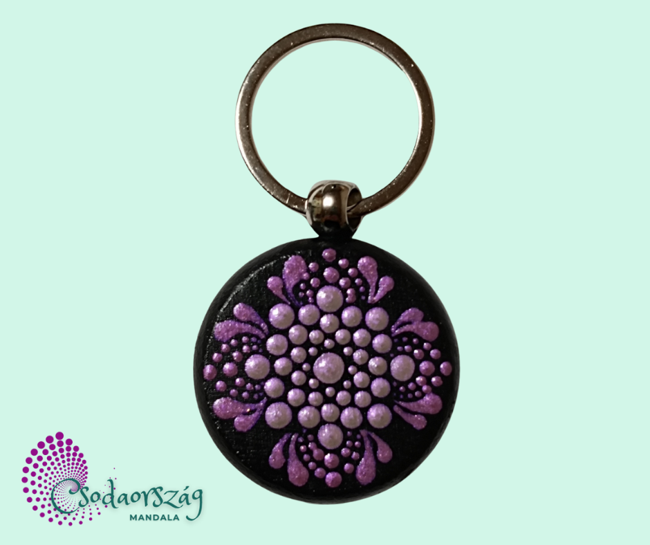 gyöngyház rózsaszín mandalás kulcstartó