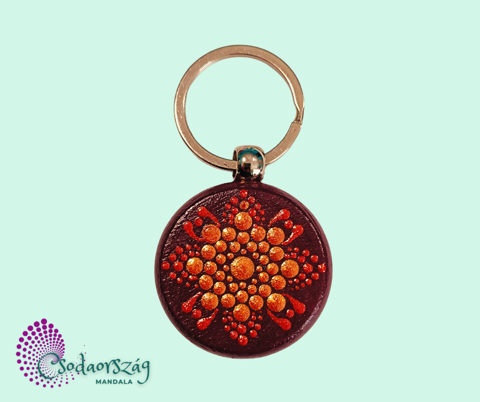 vörösarany mandalás kulcstartó