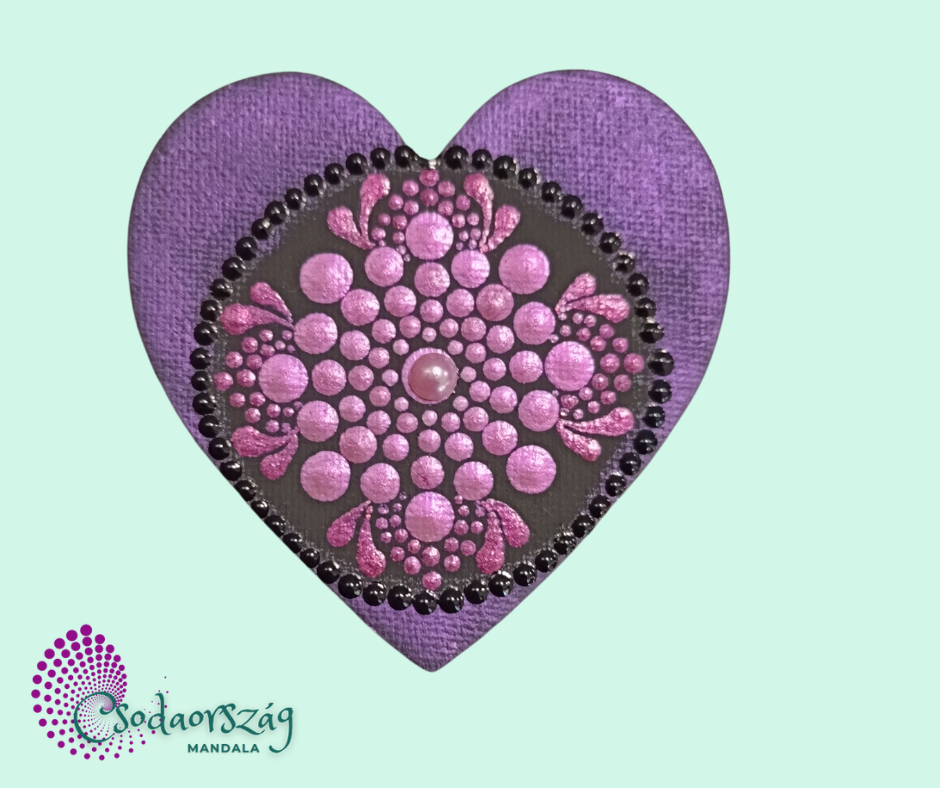 gyöngyház lila szív alakú hűtőmágnes